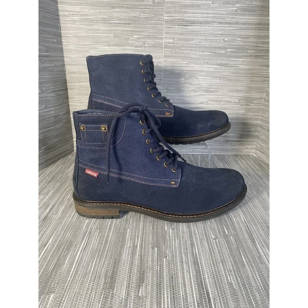 Levis Men's Sheffield Ankle Casual/Work Boots Blue Chambray Suede‎ Lace Up SZ 10